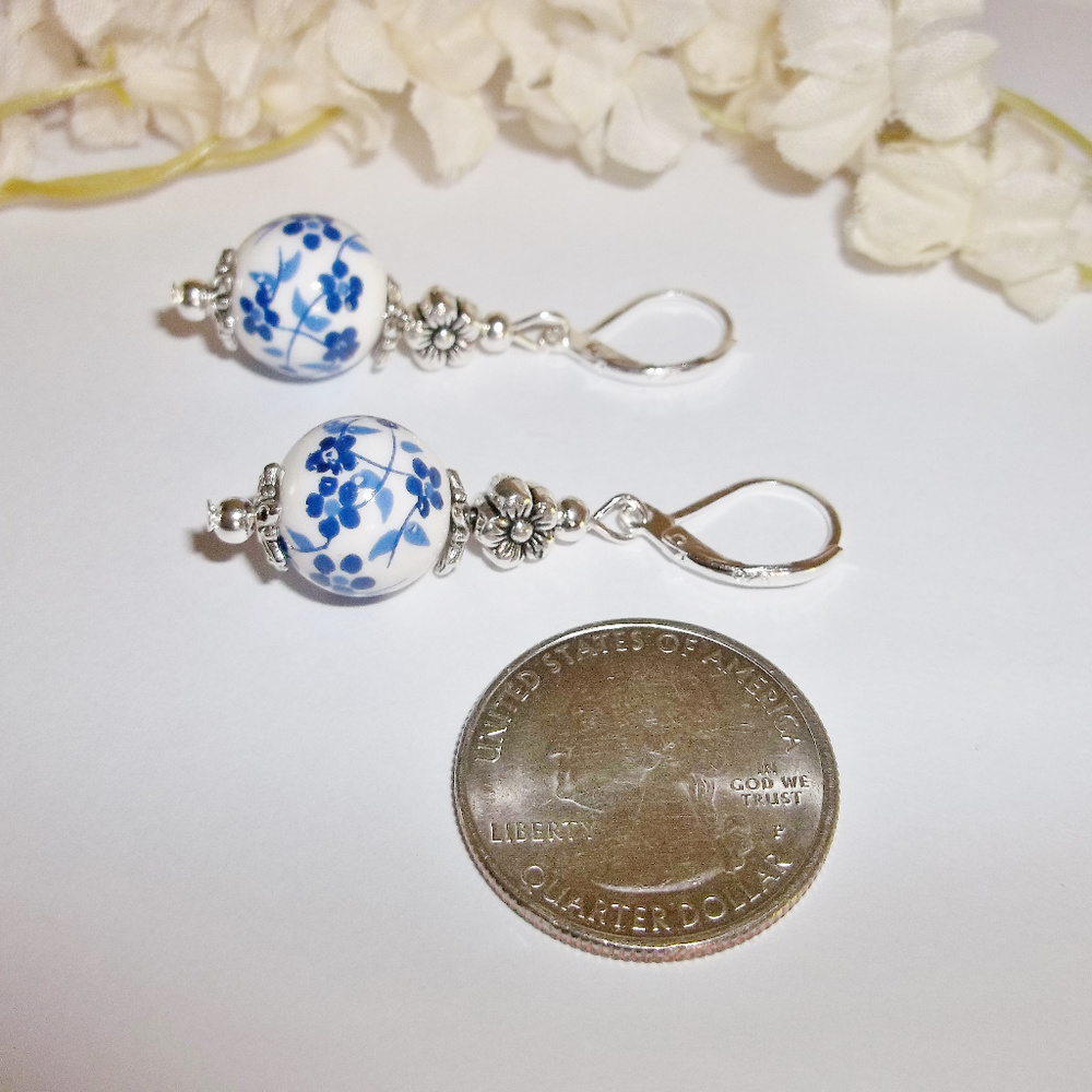 Blue & White Flower Earring Set Jewelry Boho Floral Jewelry Accessory NWT 5633 - Picture 5 of 8